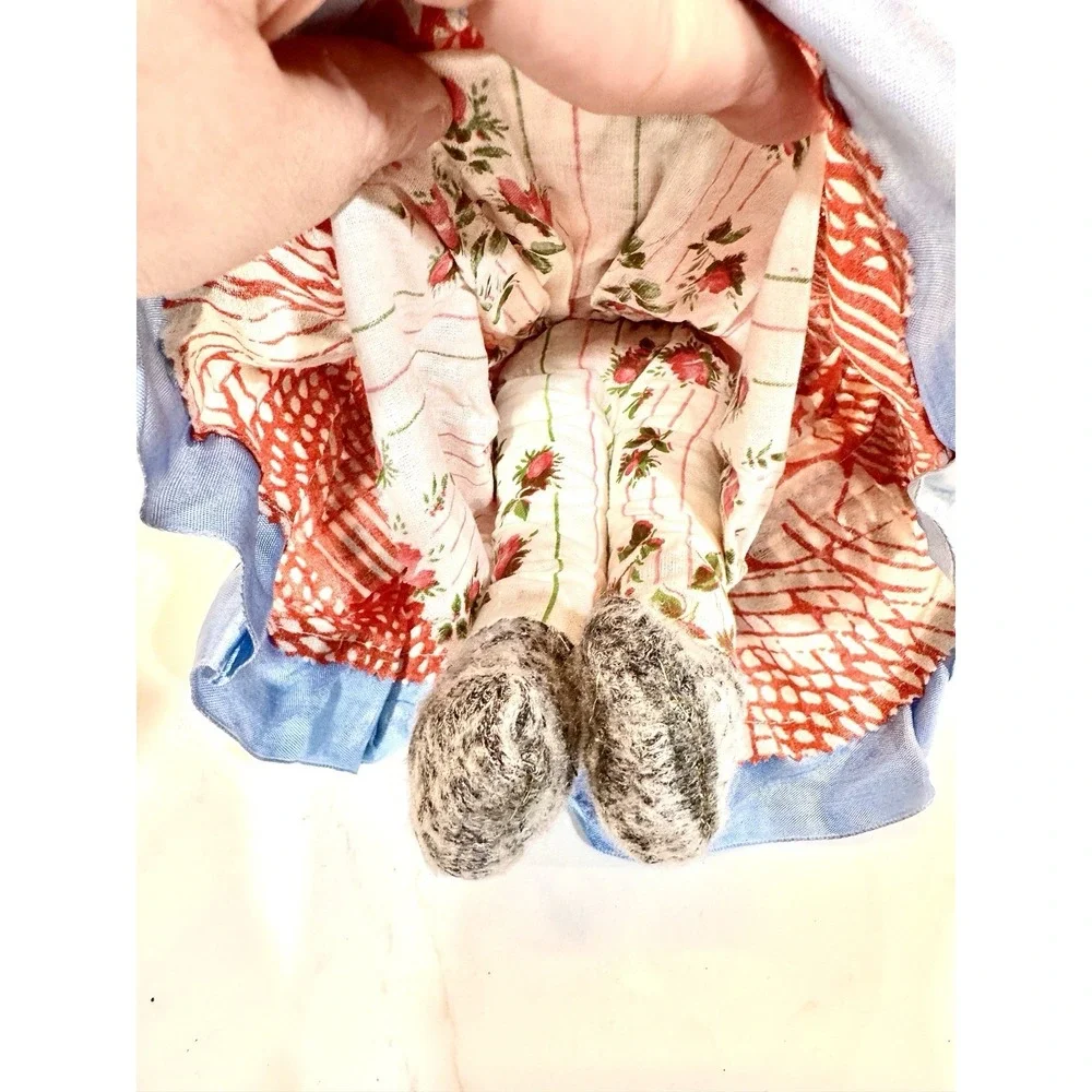 Vintage Handmade Cloth Folk Doll Traditional Slavic Costume Hand Painted 11 Inch